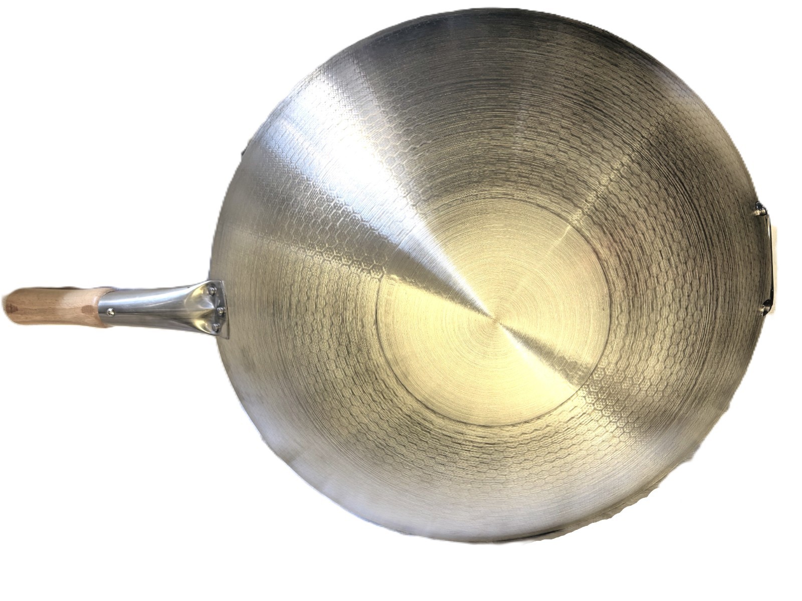 Steinless Steel Wok with Long Handle, 45cm Traditional Chinese Stir Fry Pan