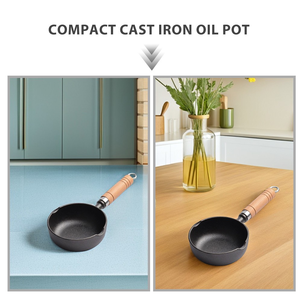 2Pcs Reusable Small Cast Iron Pots Black Mini Fry Pans for Stovetop Use