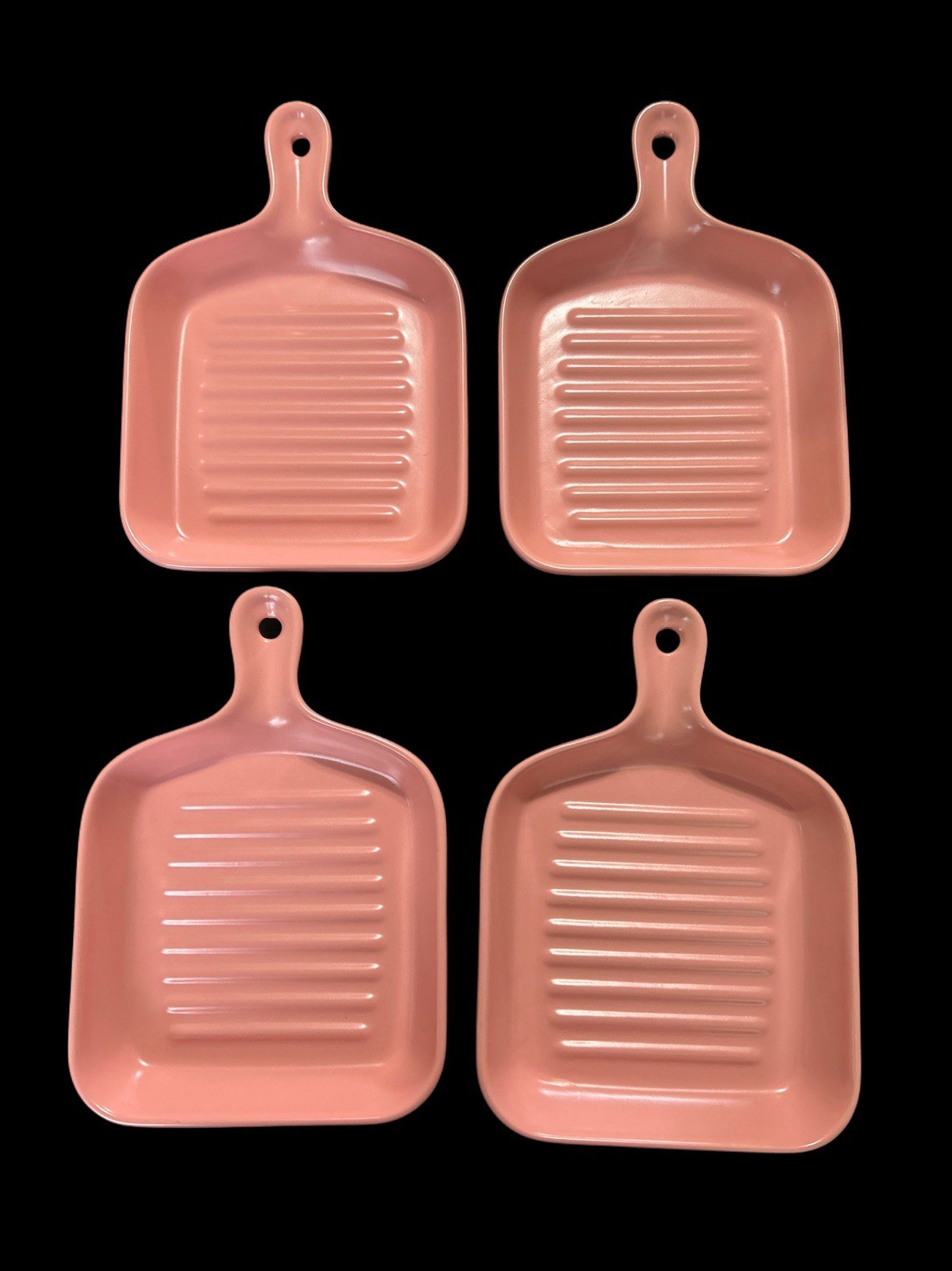 Square Griddle Pan W Handle Lot Oven & Microwave Safe Serve Ware Set Pink 4 New