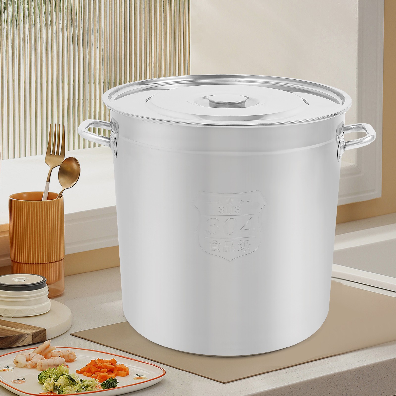 48L Stainless Steel Pot Large Cooking Pot with Lid Stainless Steel Soup Pot