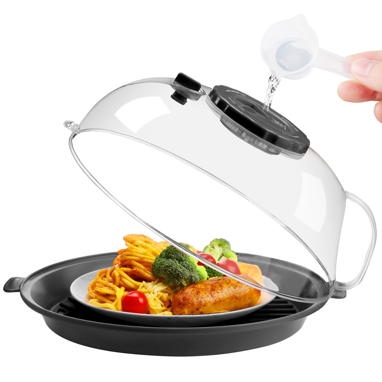10.2 Inch Microwave Splatter Cover Lid with Water Steamer Microwave Splash Guard