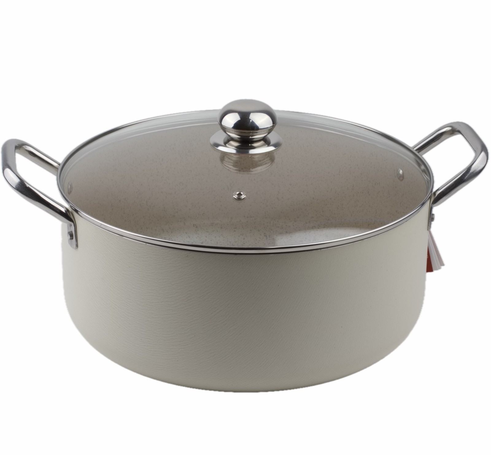 Domo Cast Aluminum Braising Pan Pot with Lid Italy 12.5″ Tan