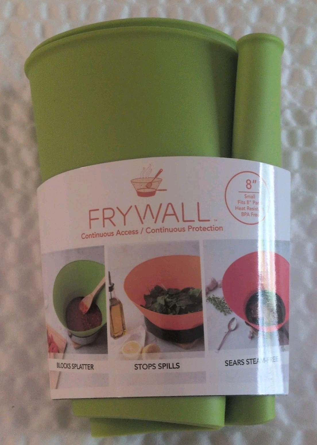 Frywall 8″ Pan Cooking Grease Splatter Guard Silicone Protector GREEN