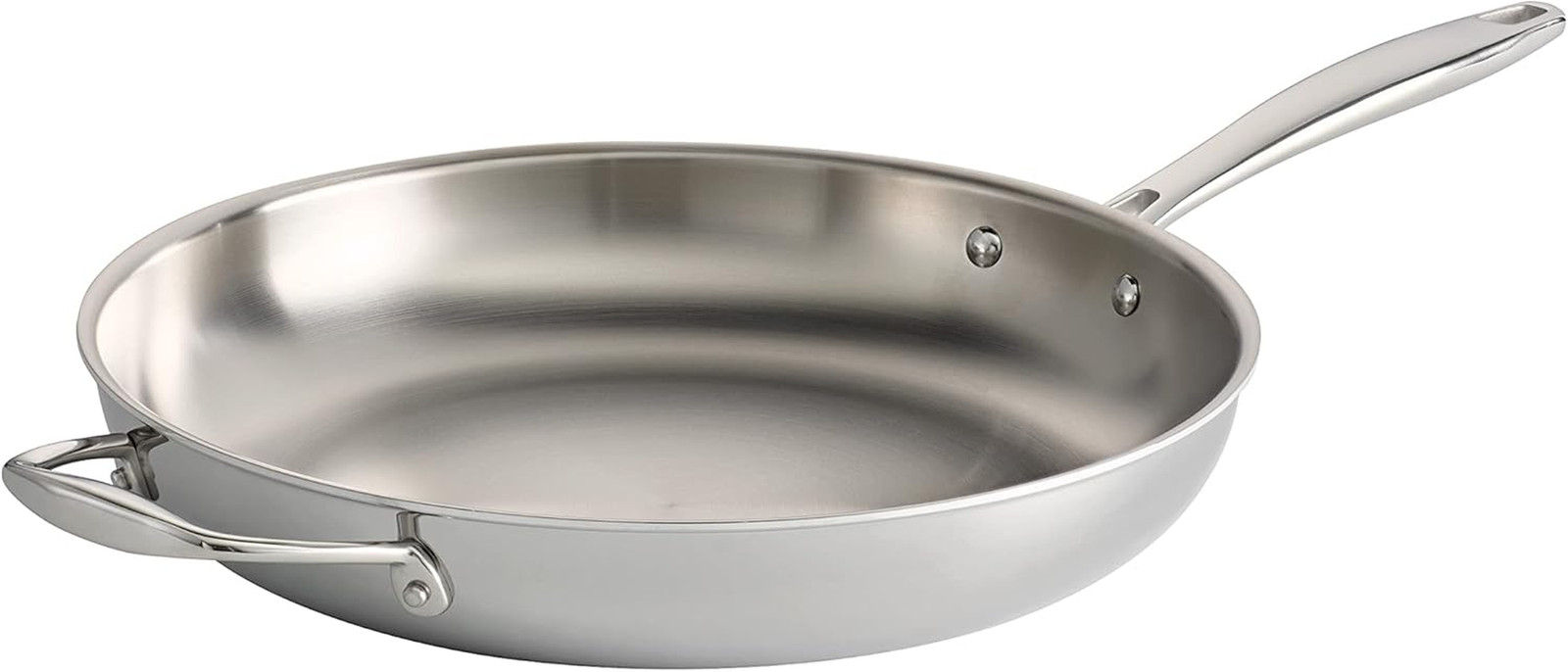 Signature Tri-Ply Clad Stainless Steel 12-Inch Large Frying Pan with Helper Hand