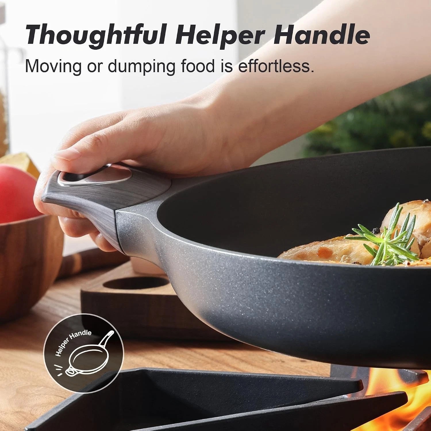 Nonstick Frying Pan Skillet 12.5Inch Large Non Stick Omelette Pans with Ergon…