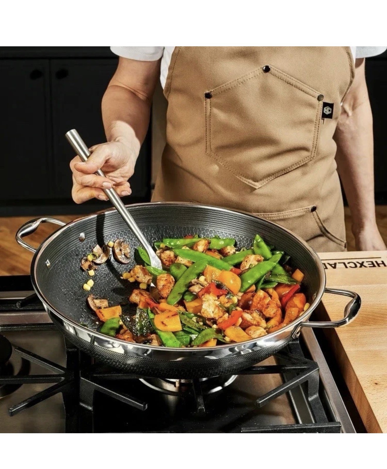 HexClad Hybrid Nonstick 14-Inch Wok with Steel Lid NEW in the Box