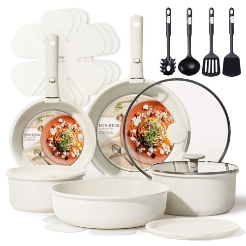 Effortless 19-Piece Non-Stick Cookware Set, Ideal for Home & Camping Adventures