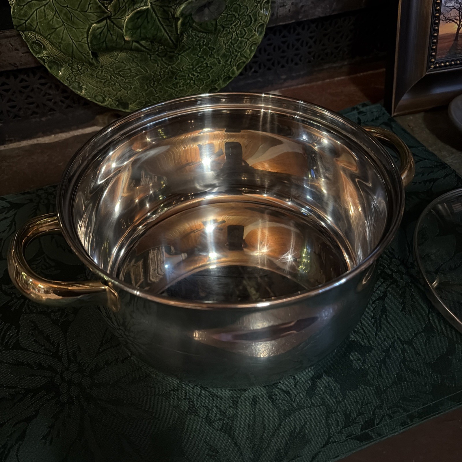 Cuisine Cookware Premium Gold 3.5qt Pot Glass Lid 18/10 Stainless ~ Excellent!