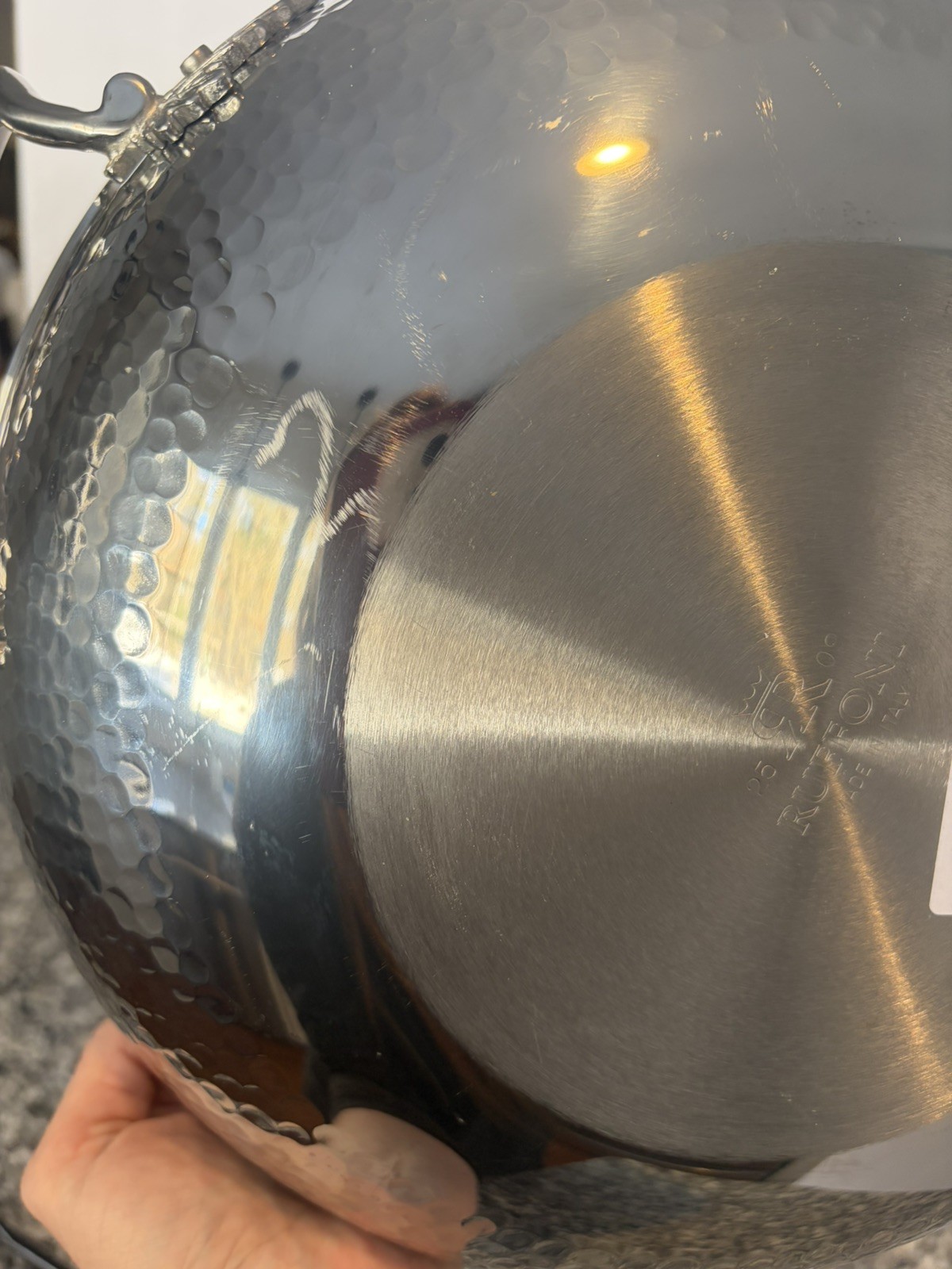 Ruffoni Opus Prima Hammered Stainless-Steel Wok 12” w/ Tomato Knob, 4 3/4-Qt