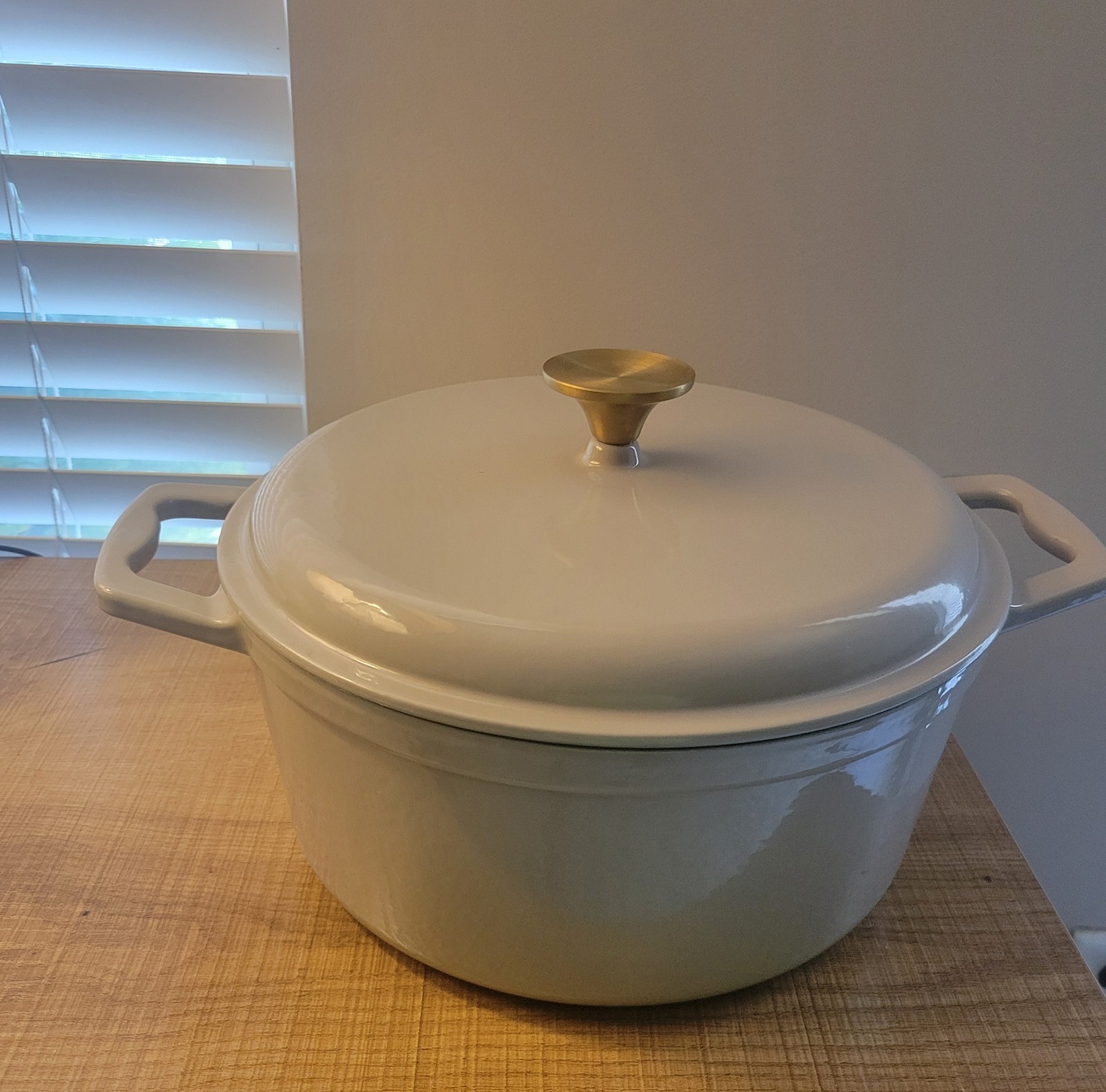 5.5 Qt Enameled Cast Iron Dutch Oven Mushroom W/gold Knob NWOB Unused