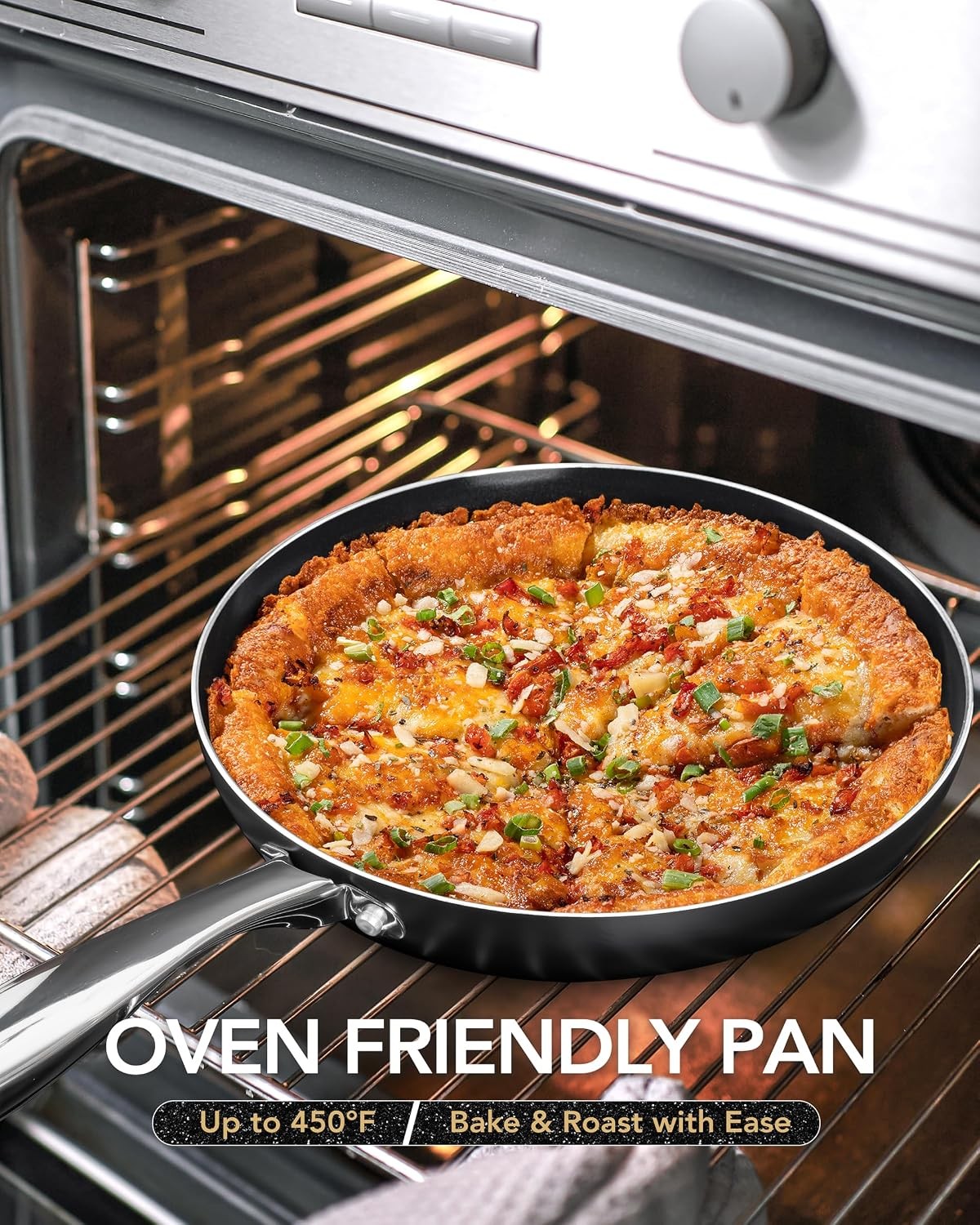 Ceramic Frying Pan – 10 Inch Frying Pan Nonstick with Lid, Non-Toxic Skillet