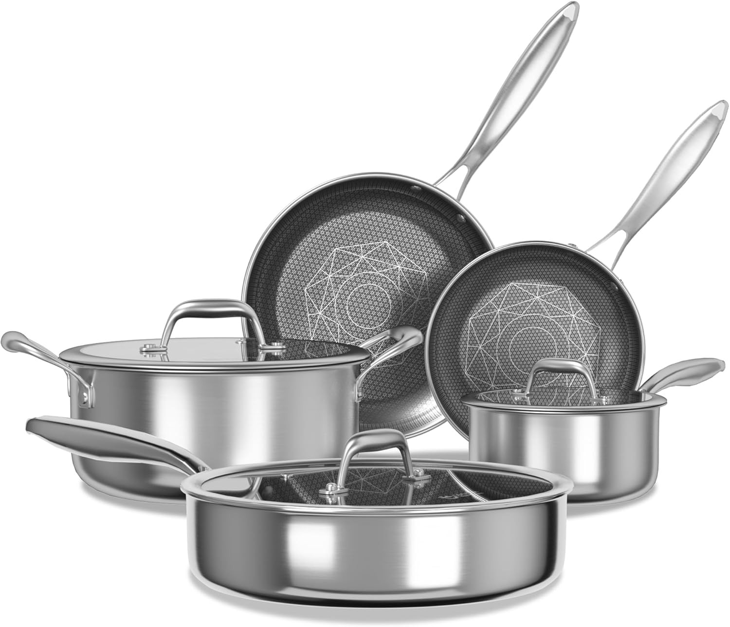 Stainless Steel Non-Stick Cookware Set, Oven Safe & Induction Ready