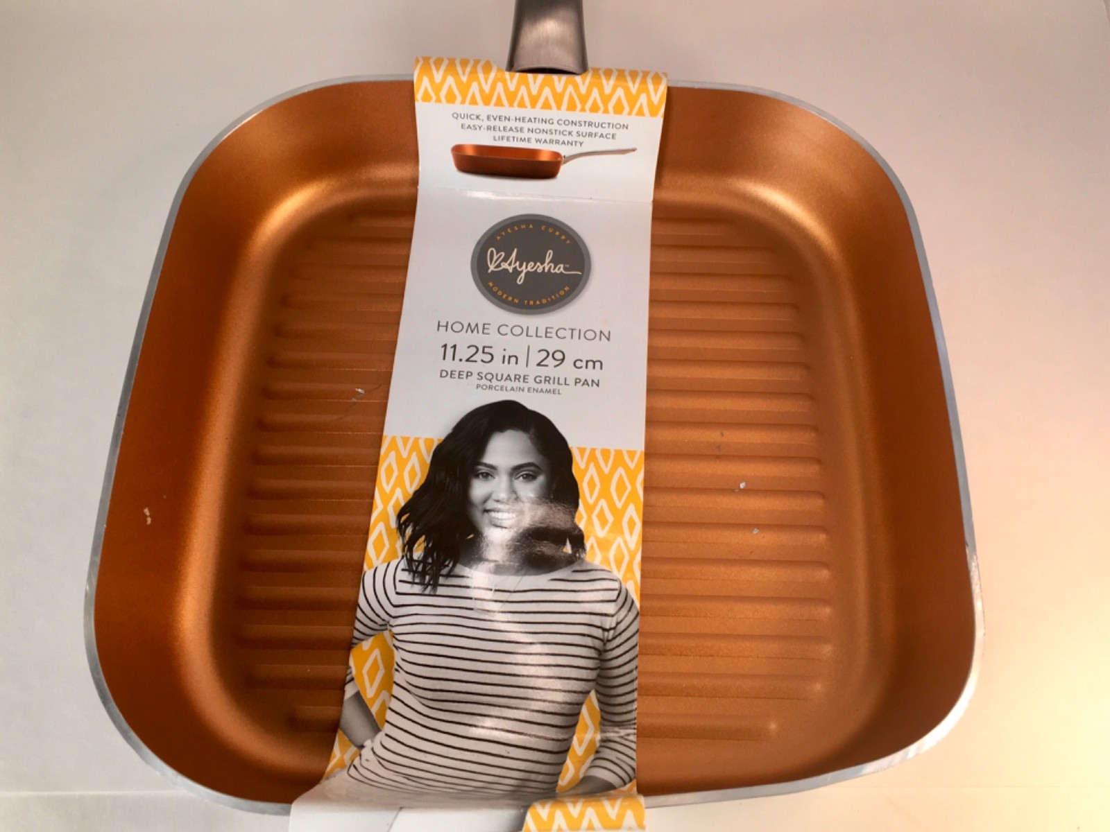 NEW Ayesha Curry 11.25” Square Grill Pan Porcelain Enamel Nonstick READ