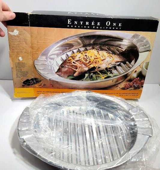 Vintage NOS Entrée One Cast Aluminum Oval Broiler 14″ x 10-1/2″ x 1-1/2″