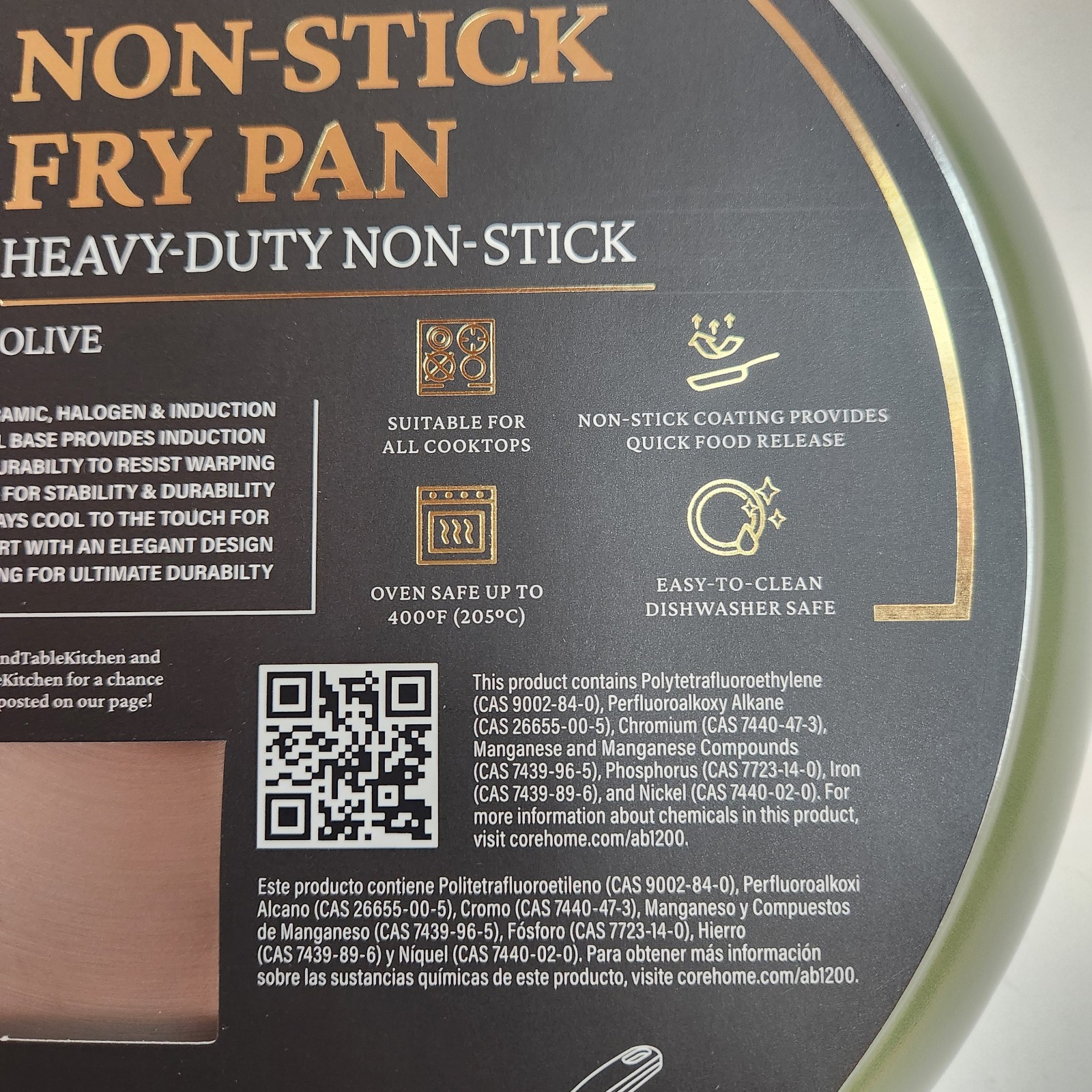 Thyme & Table 10 In Non-Stick Fry Pan Olive Heavy Duty Oven Safe New In Package