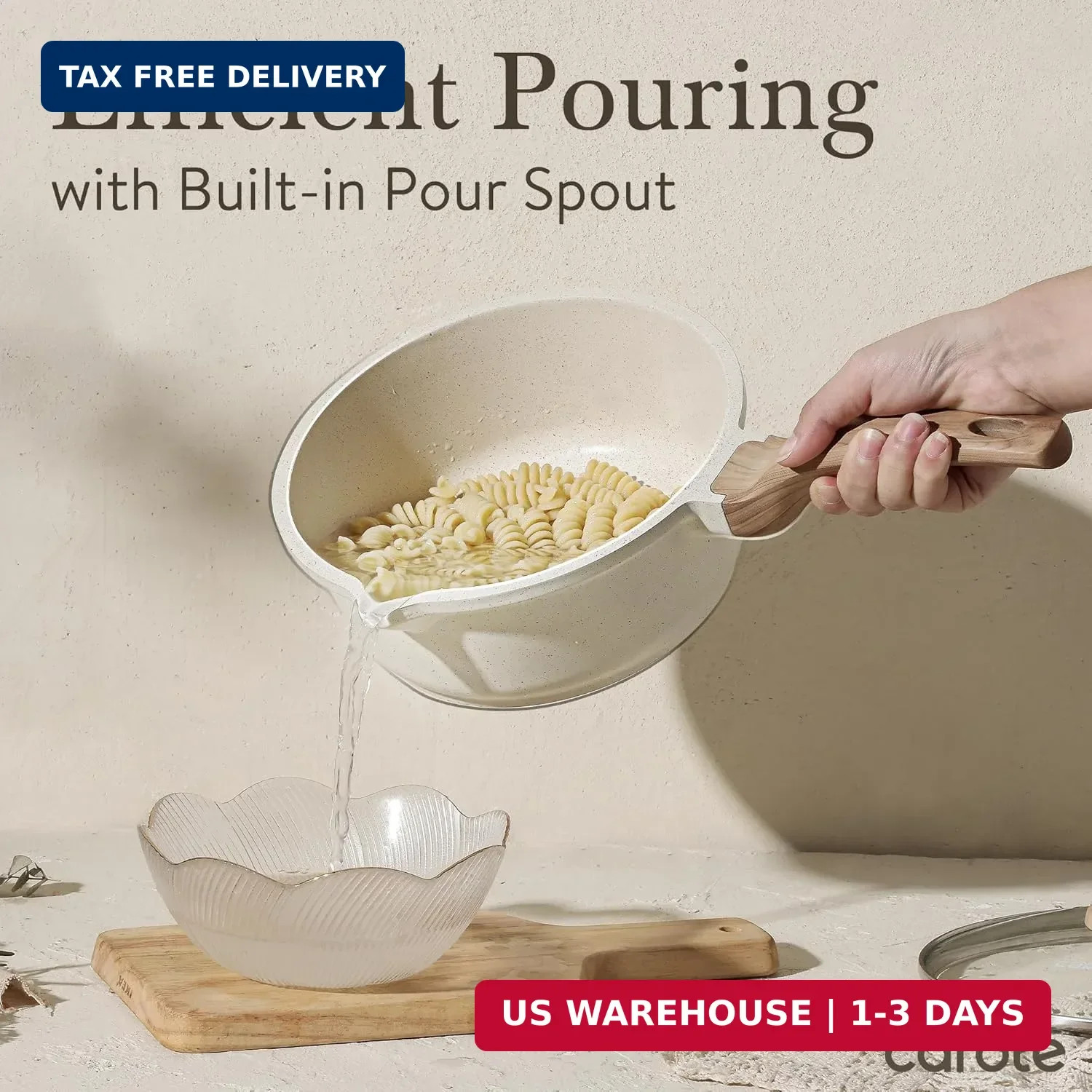 CAROTE 1.5Qt & 3.0Qt Sauce Pan Sets with Lid Cooking Pots Nonstick Saucepans Coo