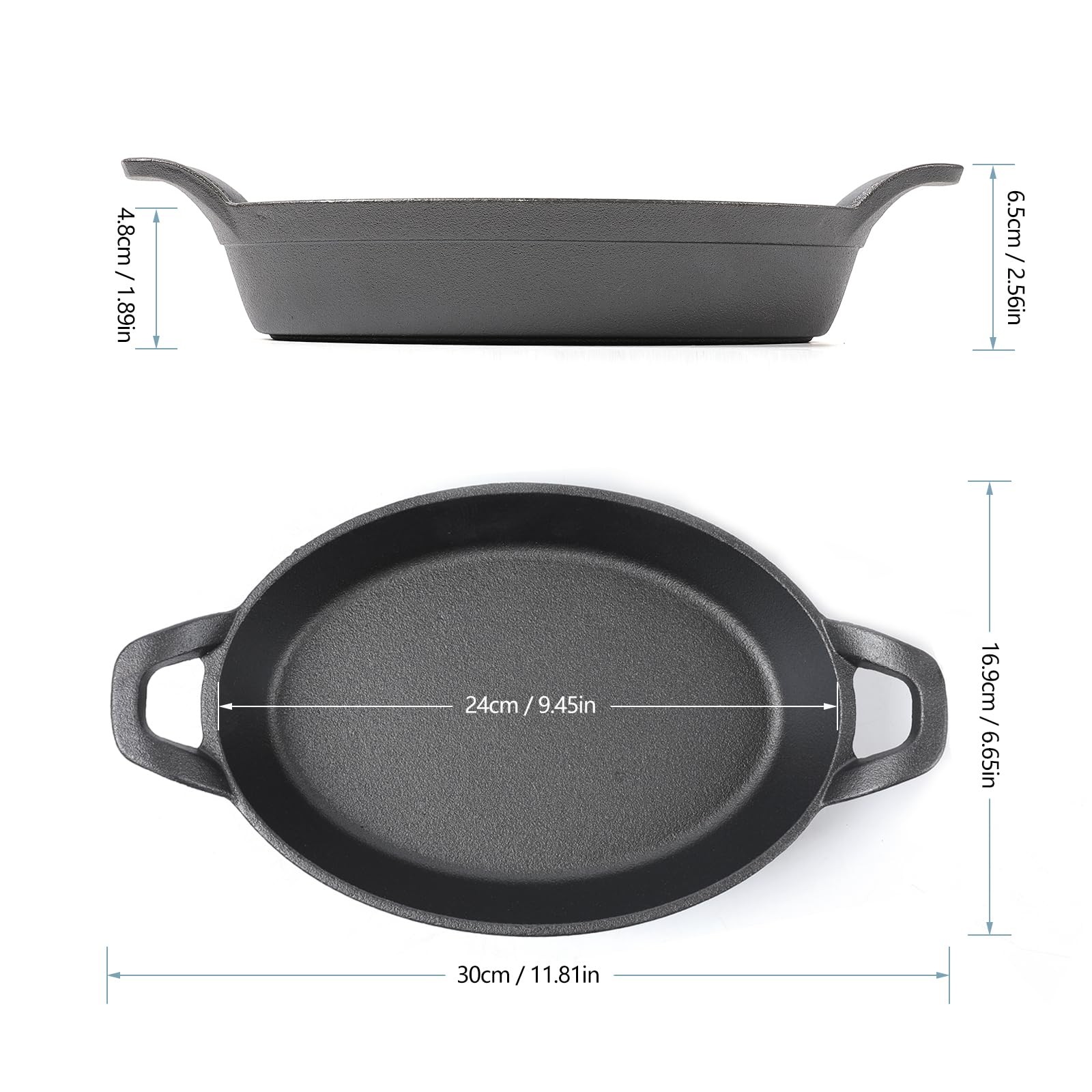 Hawok Cast Iron Oval Casserole Dish Au Gratin Cookware 4 Pcs