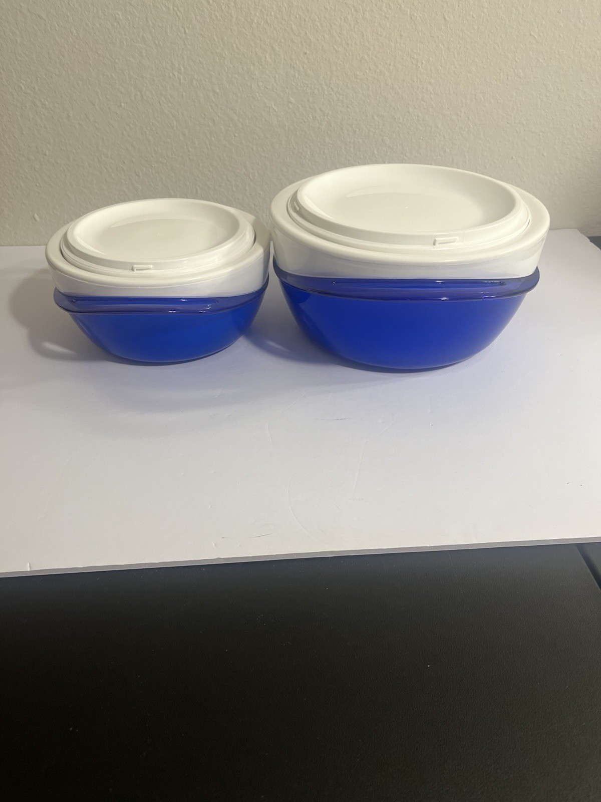 Set Of 2 Pinnacle Tokyo Plast Blue And White Insulated Casserole Dishes W/Lids