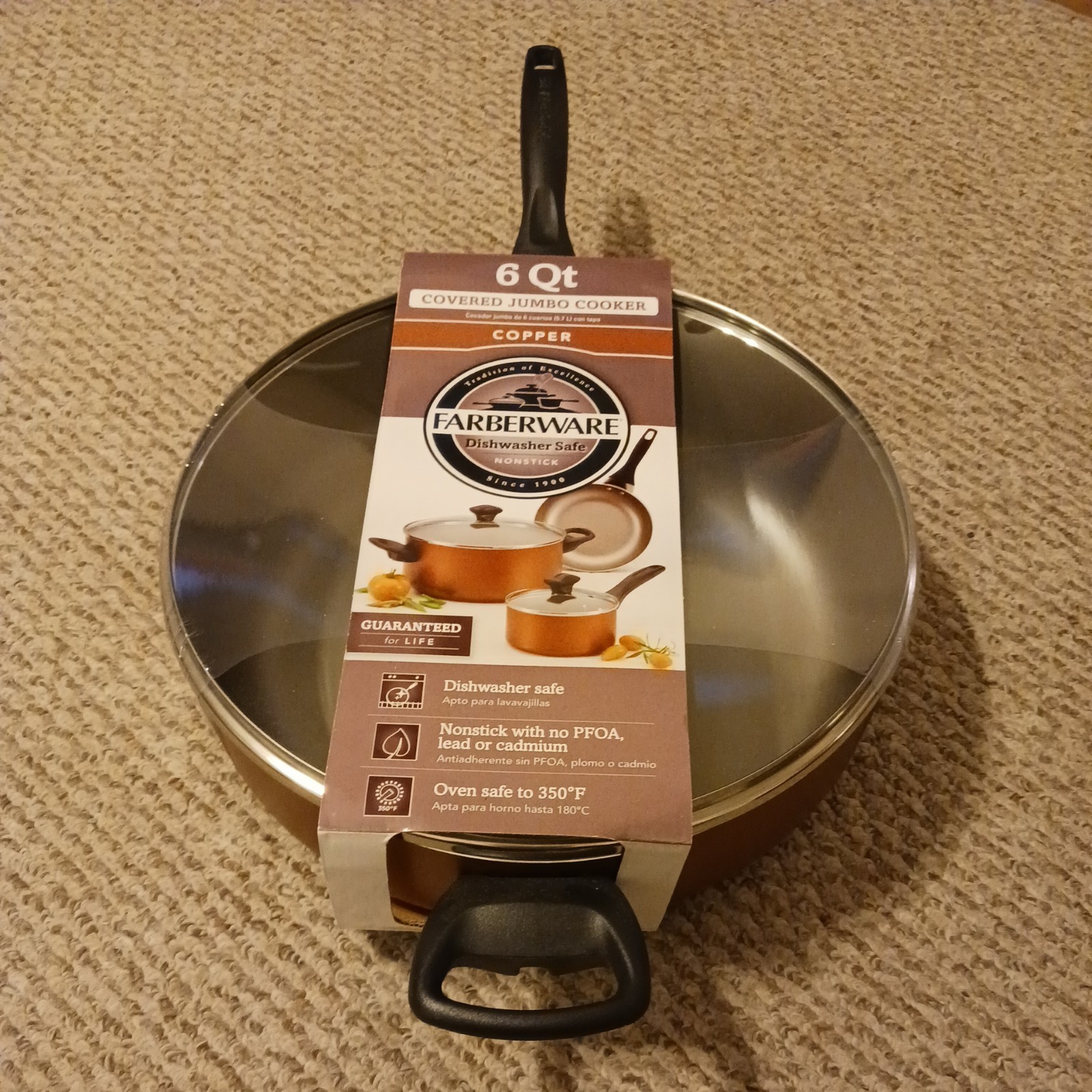 Farberware Covered 6 qt Jumbo Non-Stick Cooker Brand New Sealed