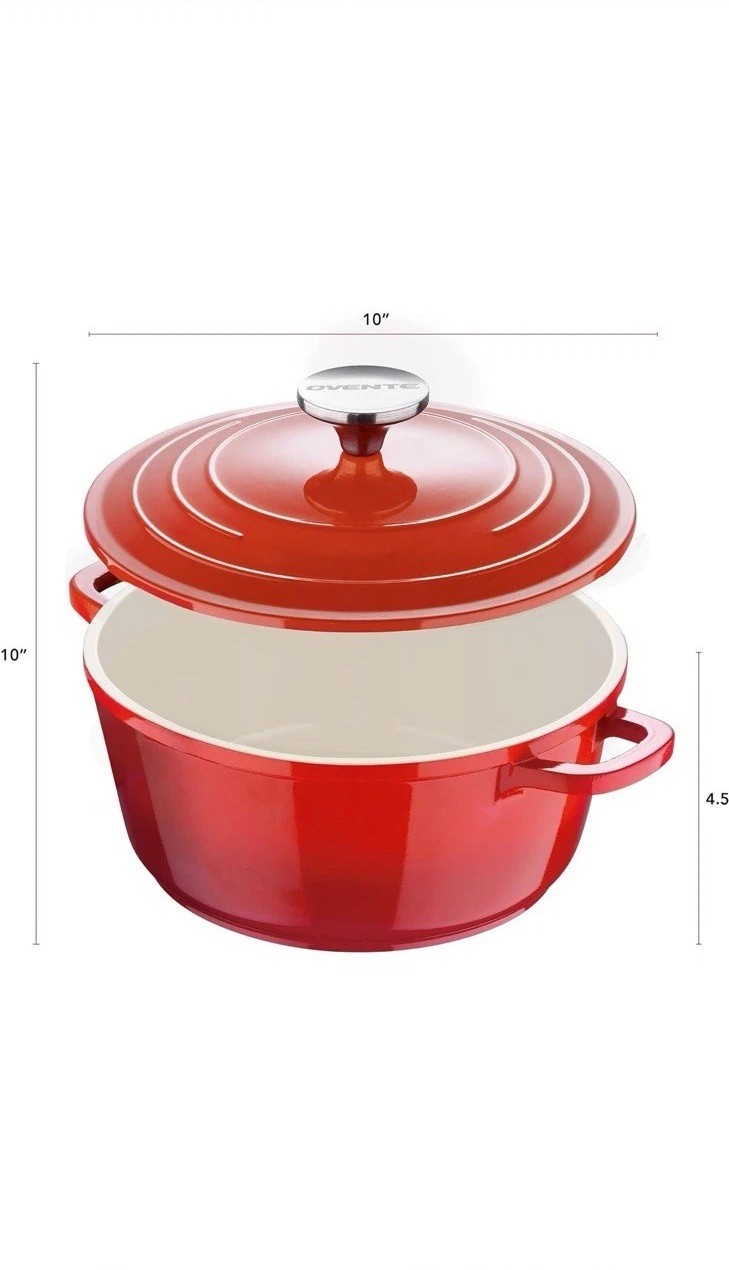 OVENTE Dutch Oven Pot with Lid, 4.6 Quart Aluminum Non-Stick