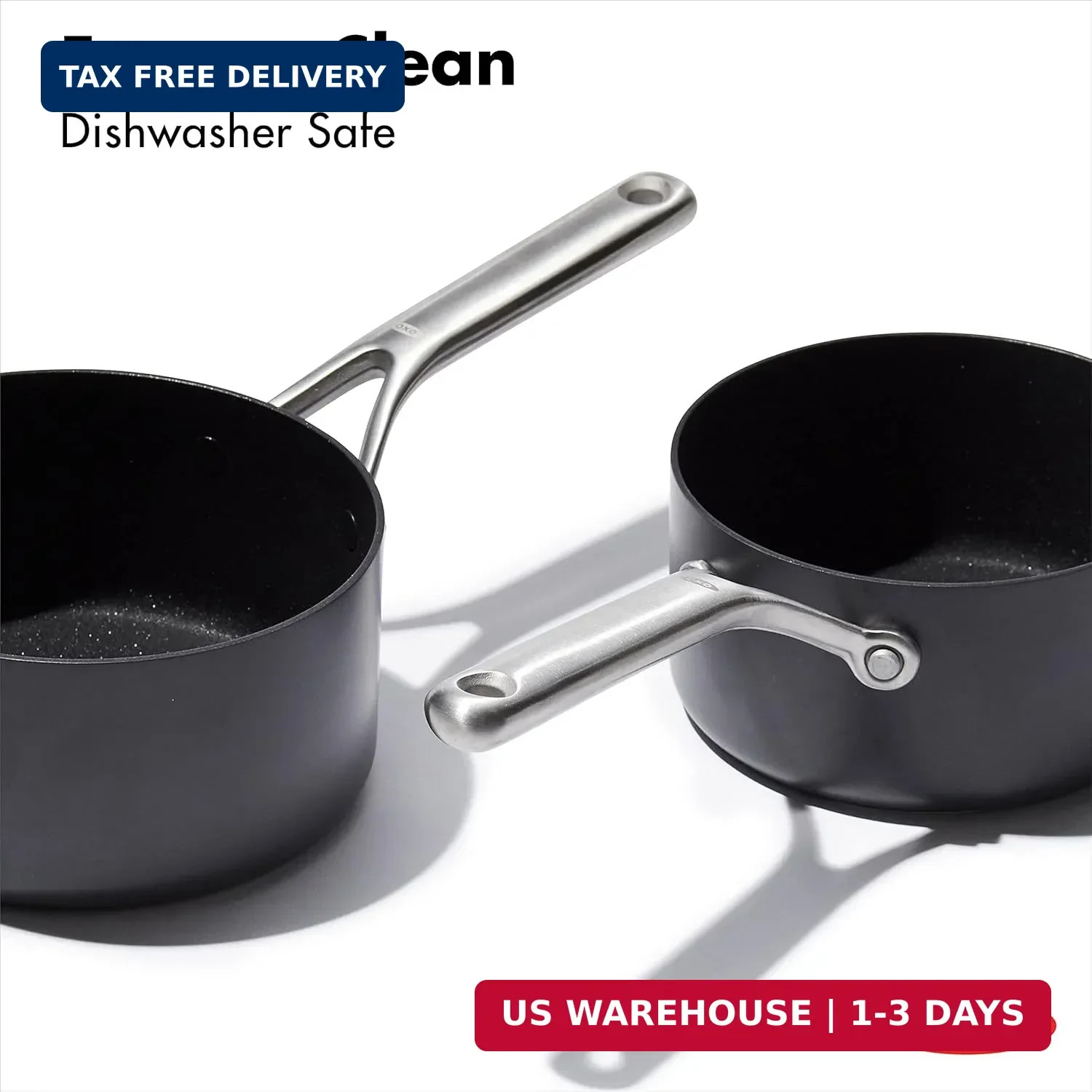 OXO Professional 1.7QT and 2.3QT Saucepan Pot Set with Lids Hard Anodized Cerami