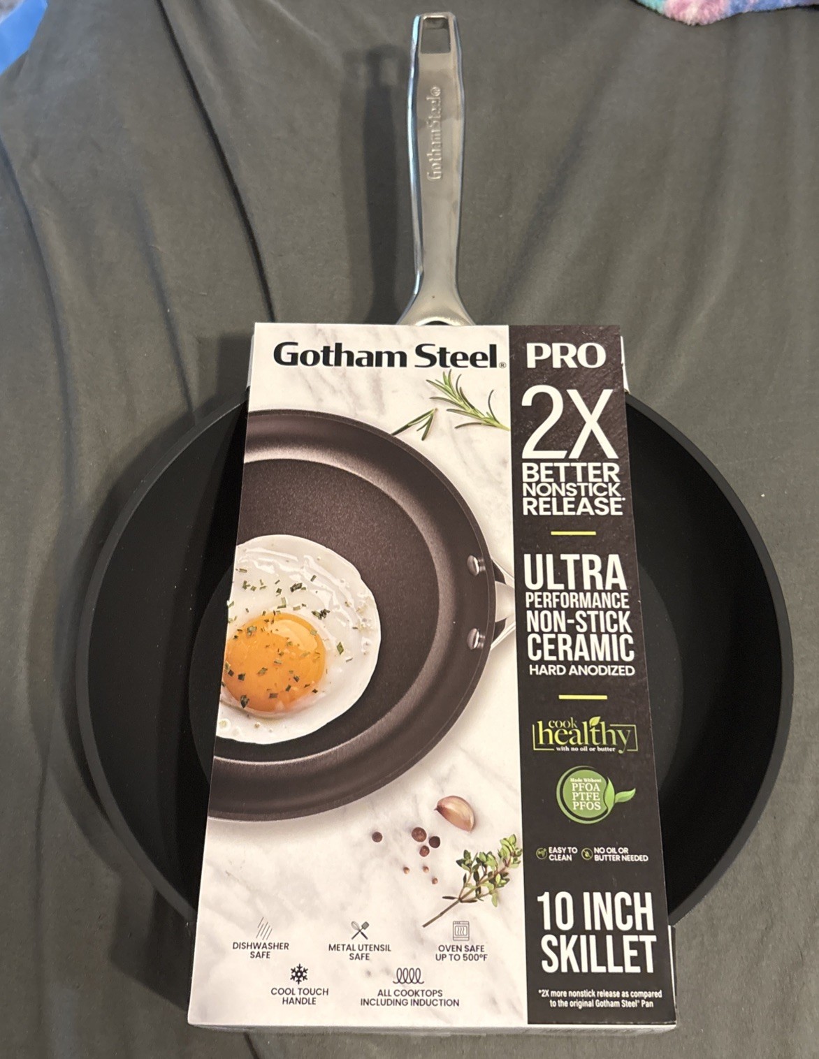 Gotham Steel Pro 10” Skillet Hard Anodized Nonstick Ceramic NEW, 1158MKT