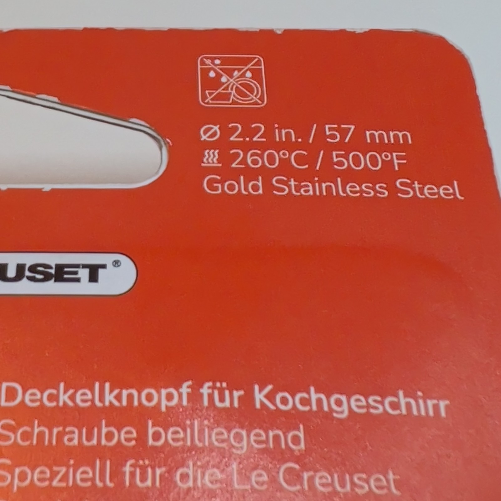 Le Creuset 2.2” 57mm Large GOLD Stainless Steel Replacement Cookware Knob NEW