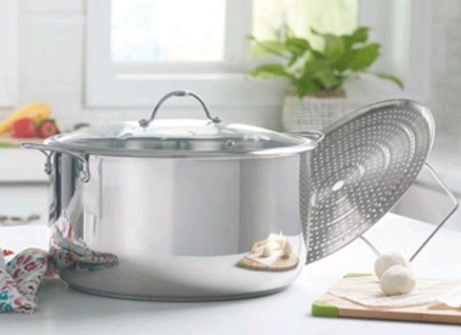 Princess House Heritage Signature 15-Qt Stockpot With Lid & Steam Rack 3681