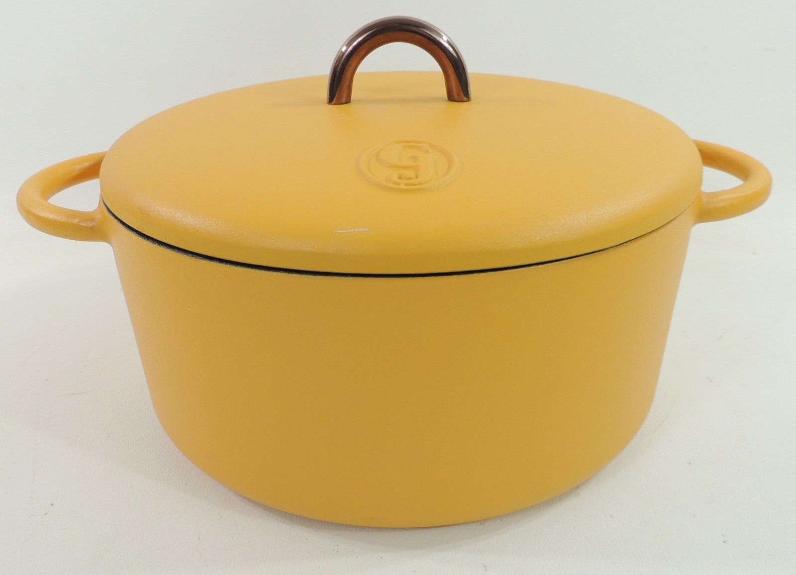 Great Jones Mustard Yellow Enamel Cast Iron Dutch Baby Oven 3.5 qt with Lid