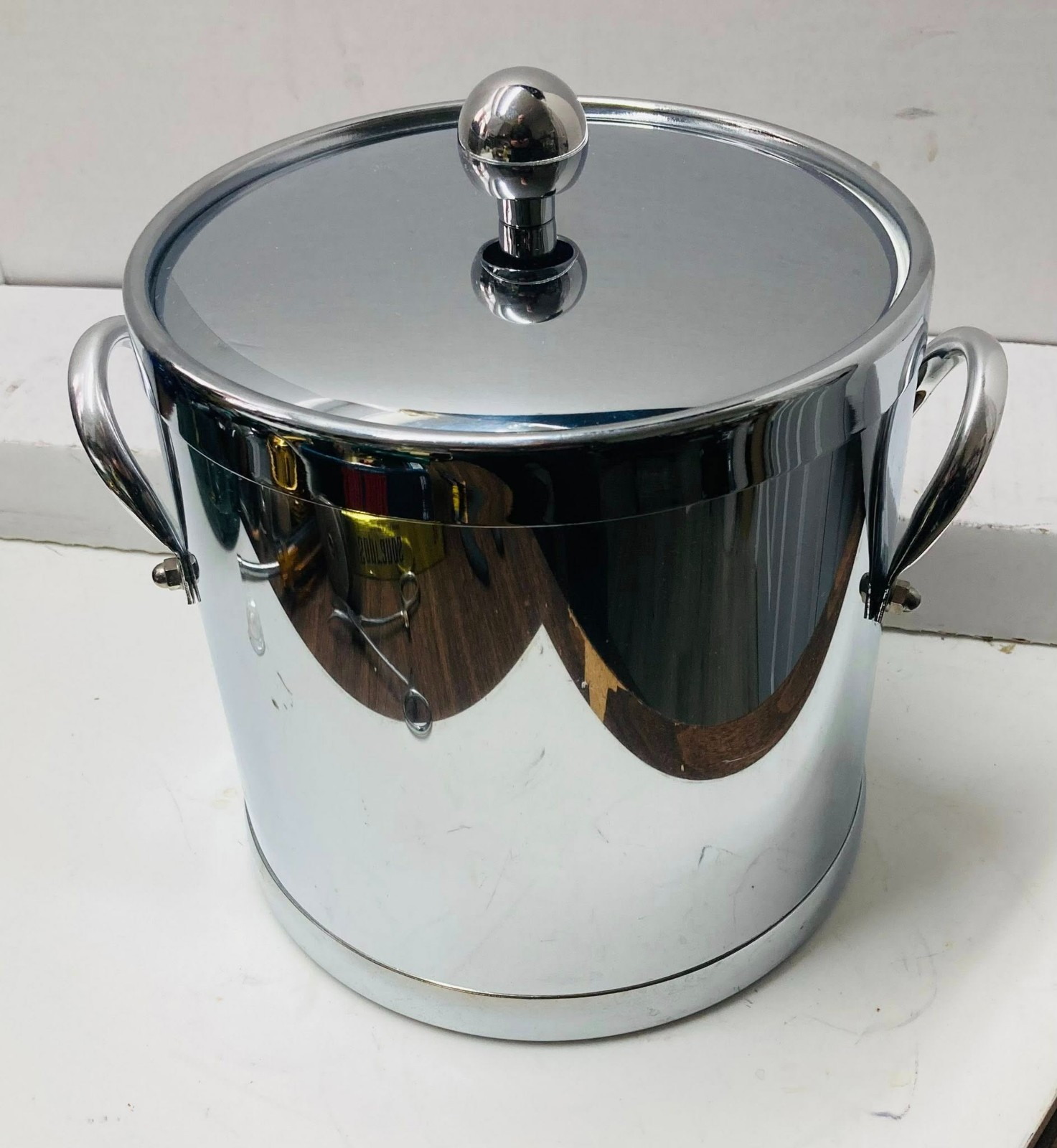 Kitchencraft Americano 5 Qt. Chrome Ice Bucket Lid, Metal Side Handles USA Made