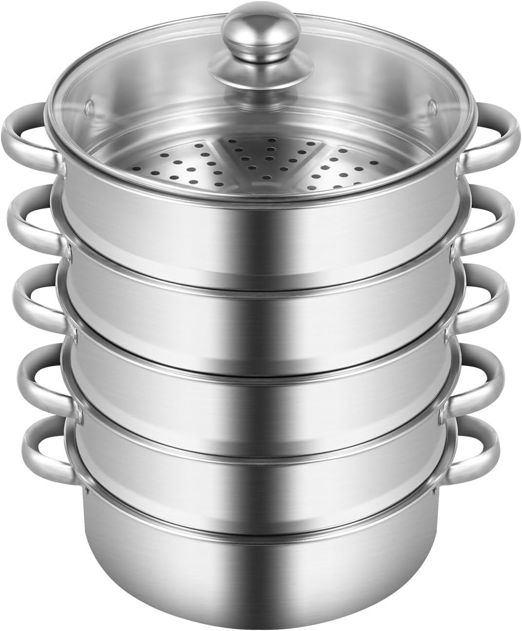 5 Tier Steamer Pot for Cooking 10.2 inch Stainless Steel Food Steam Pot with Lid