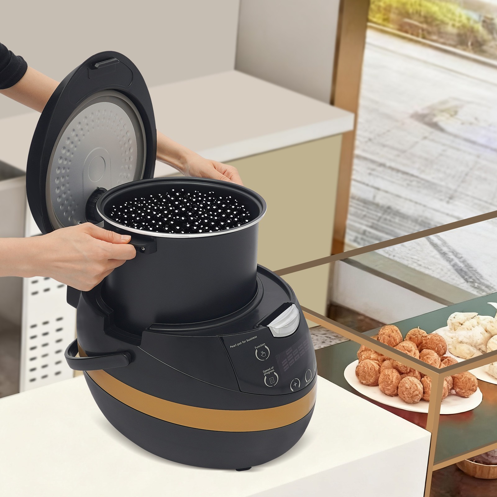 Automatic 6h Keep Warm Pearl Cooker 1200w Pearl Cooker For Milk Tea Store