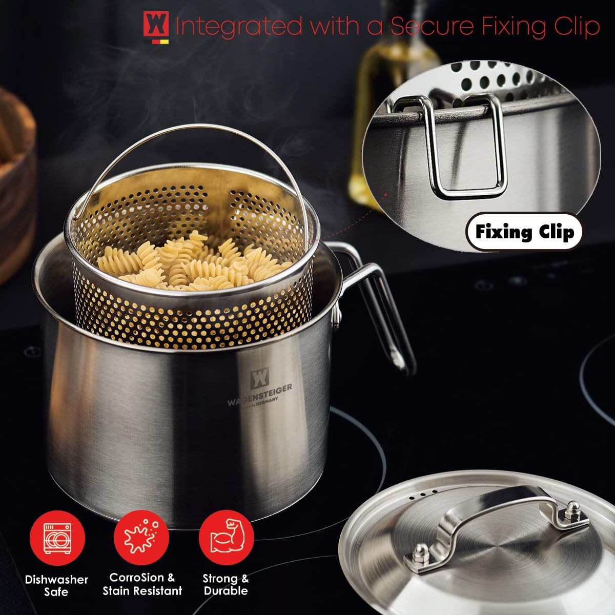 Stainless Steel Vegetable Egg Steamer Pot Saucepan Basket 2.3Liter/2.43Quart