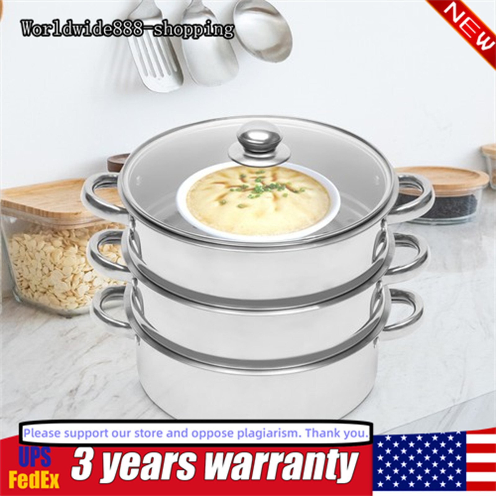5-Tier Dumpling Steamer Stainless Steel Steamer Pot With Lid Steaming Basket