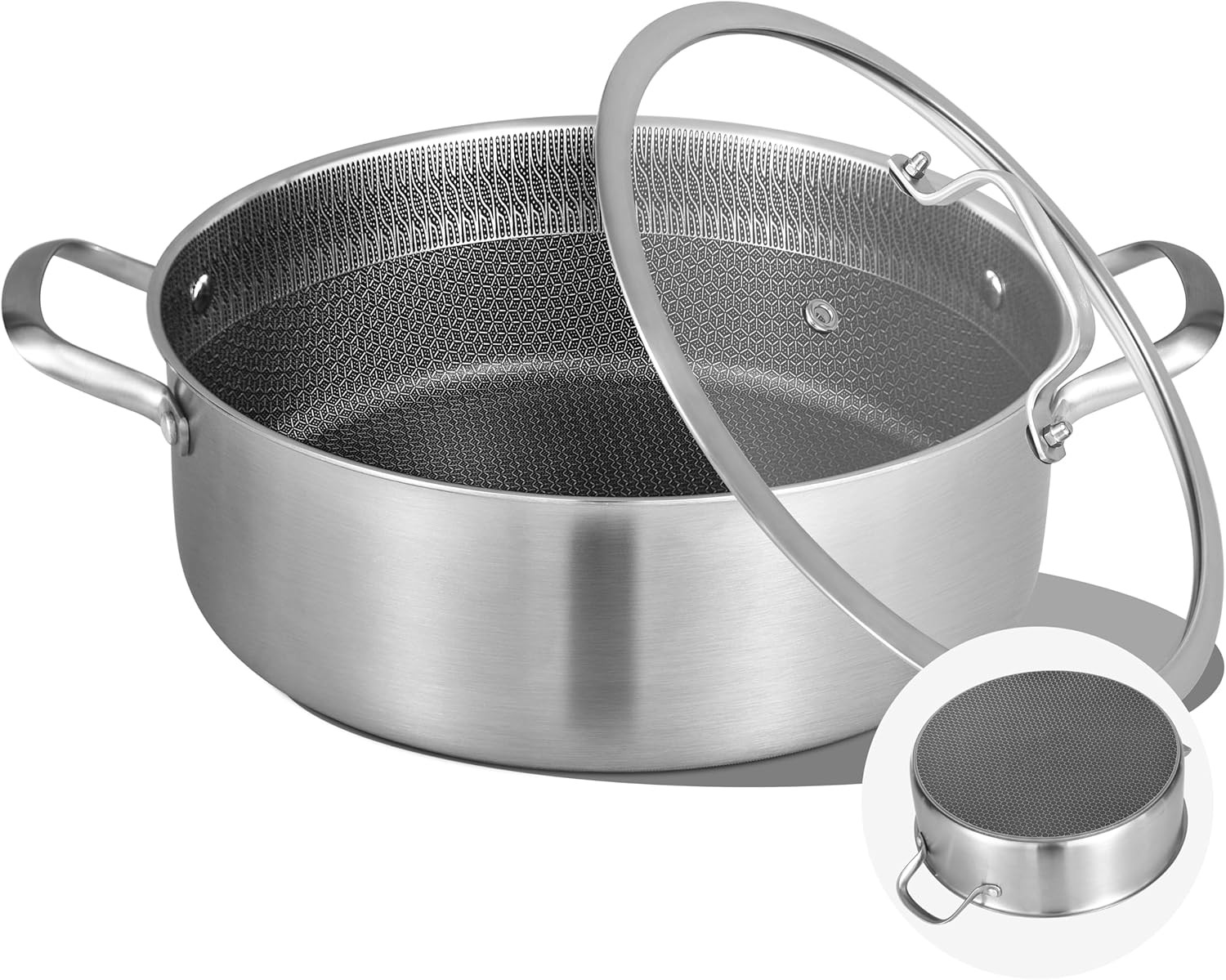 7 QT Nonstick Saute Pan with Lid, Induction Compatible, Oven & Dishwasher Safe