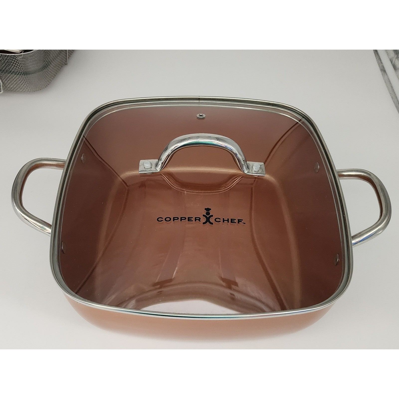 Copper Chef 6.7 Qt Square Pan Set 5pc Non-Stick Induction Cookware Panini Press