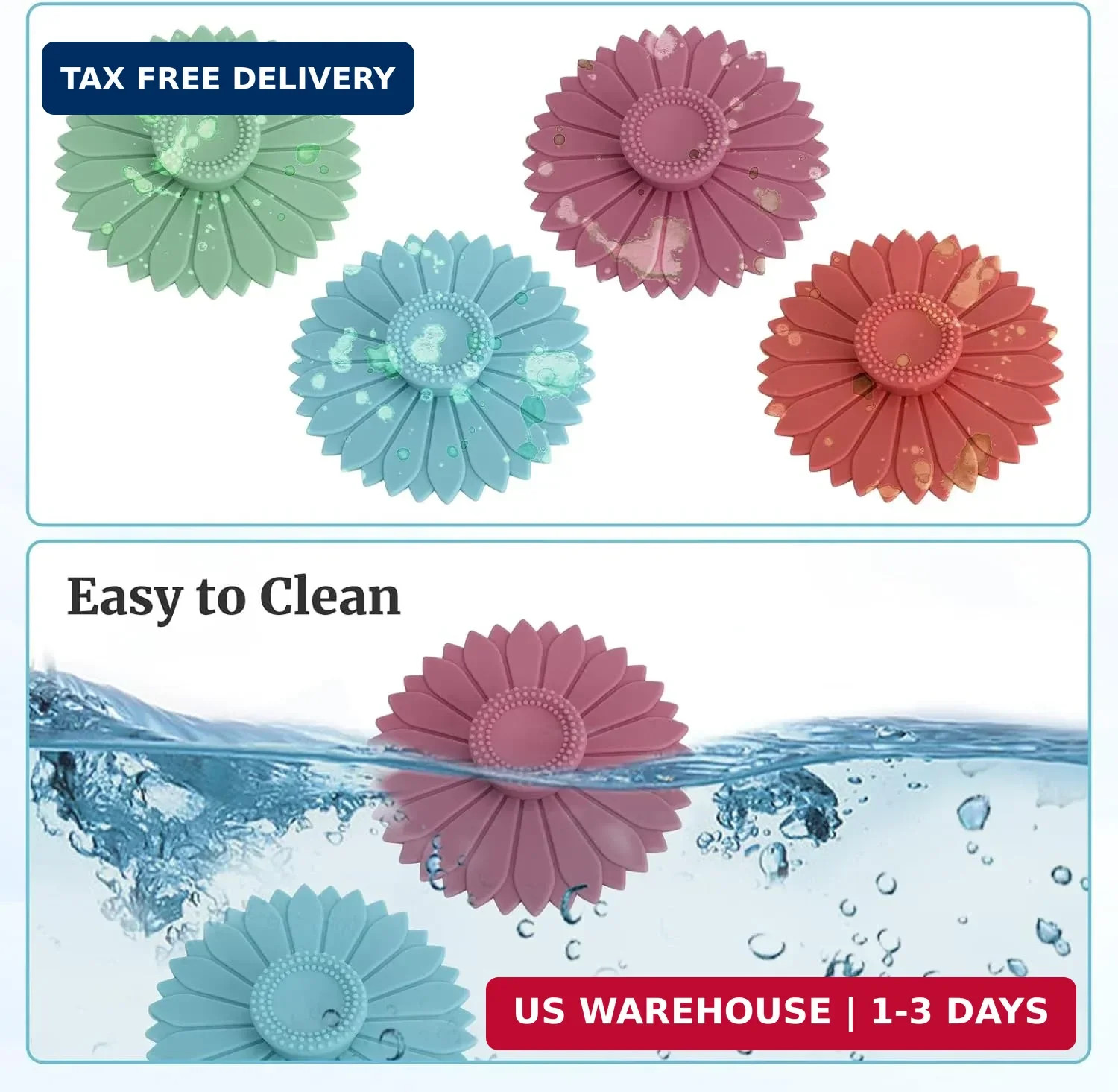 4 Pcs Sunflower Silicone Stretch Lids Multicolored for Mugs, Cups, Bowls, Glass