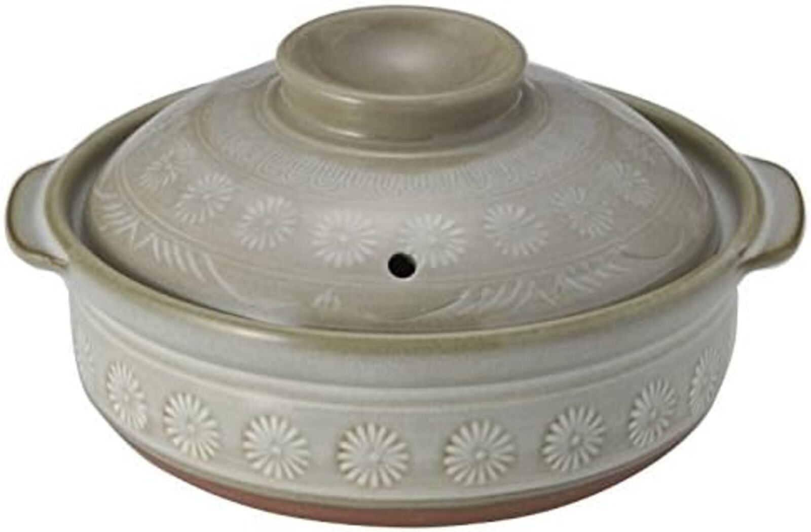 Ginpo Pottery Earthenware Pot Gray Hanamishima Zori Cooker 0.6 L 4992 F/S wTrack
