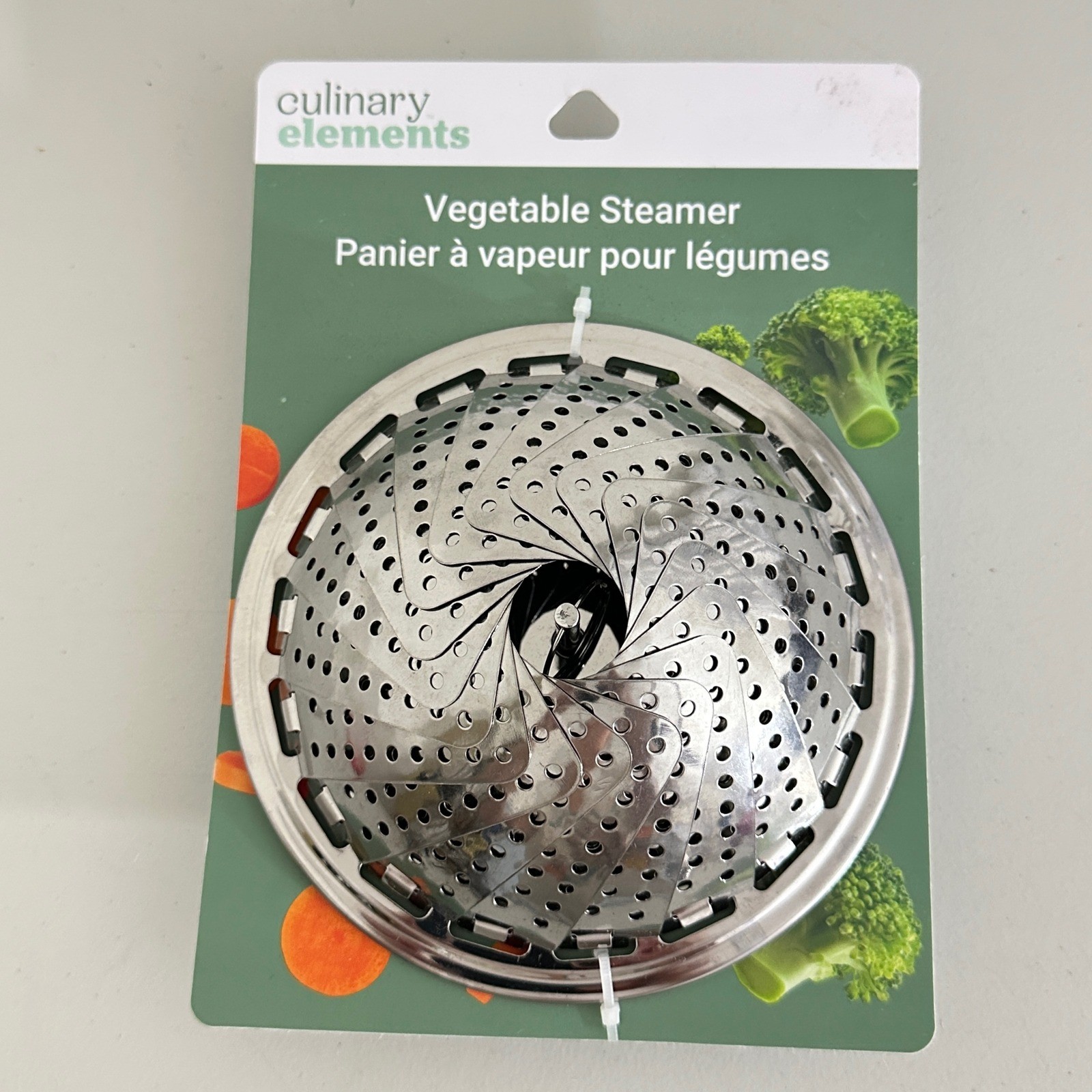 Culinary Elements Stainless Steel Collapsible Vegetable Steamer Basket 9″ NEW