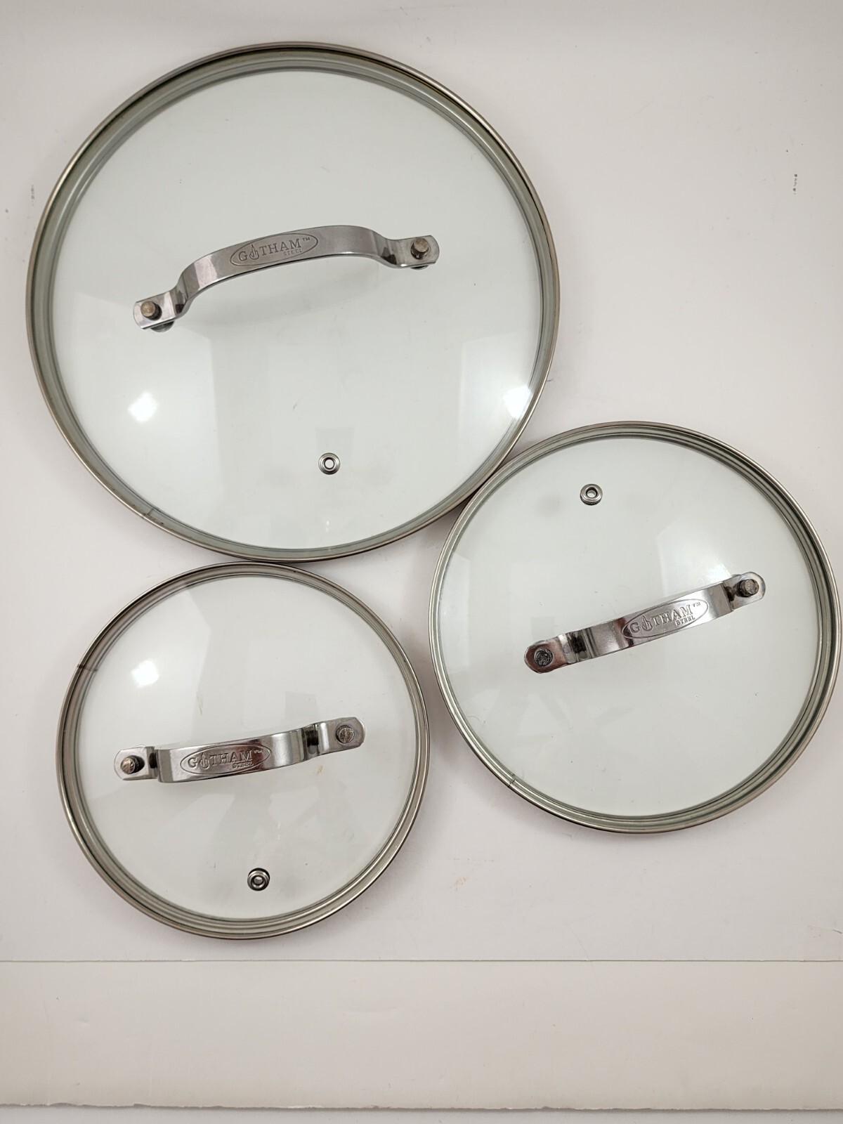 Gotham Steel Replacement Lid 9.25″ 7″ 6″ Tempered Glass Stainless Steel Set 3