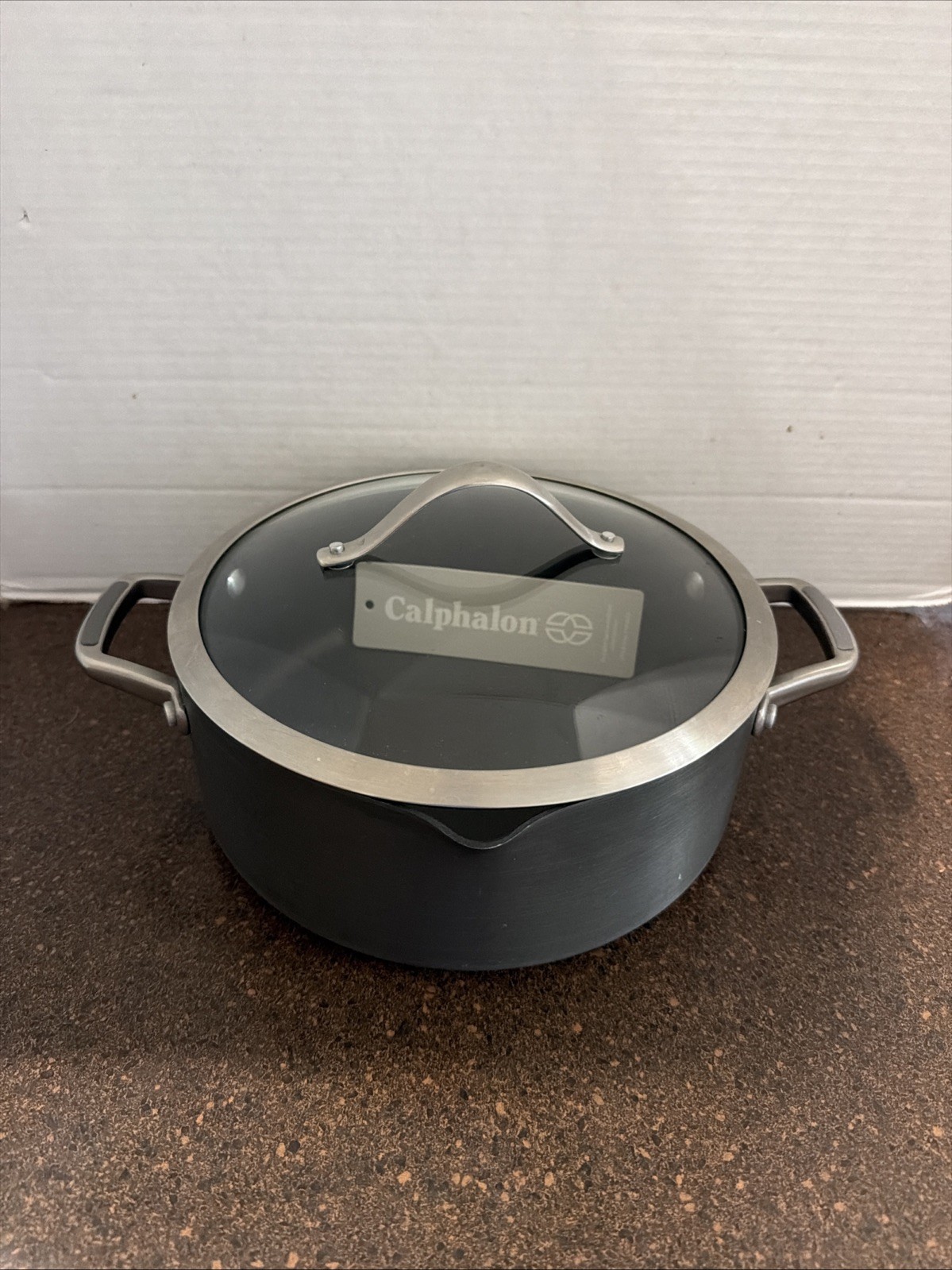 Calphalon Simply 8785 5 Qt Stock Pot w/ Glass Lid Non Stick Great Condition
