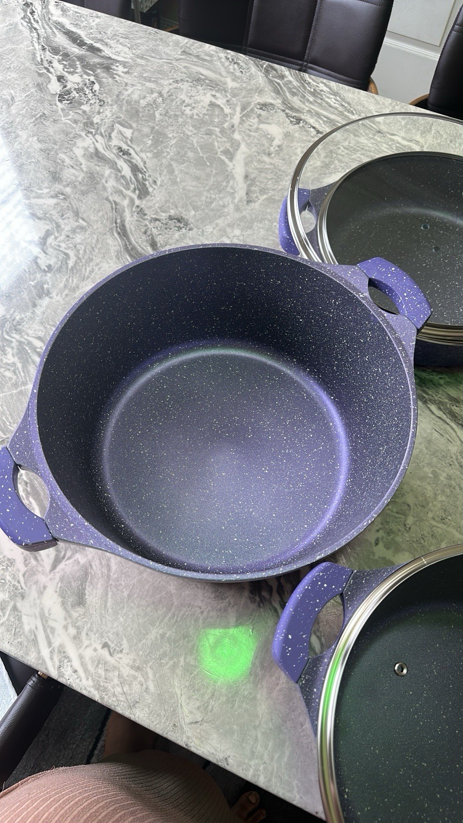 Purple Aluminum Non-Stick Casserole Pot Set, 5-Piece, Electric/Gas/Induction