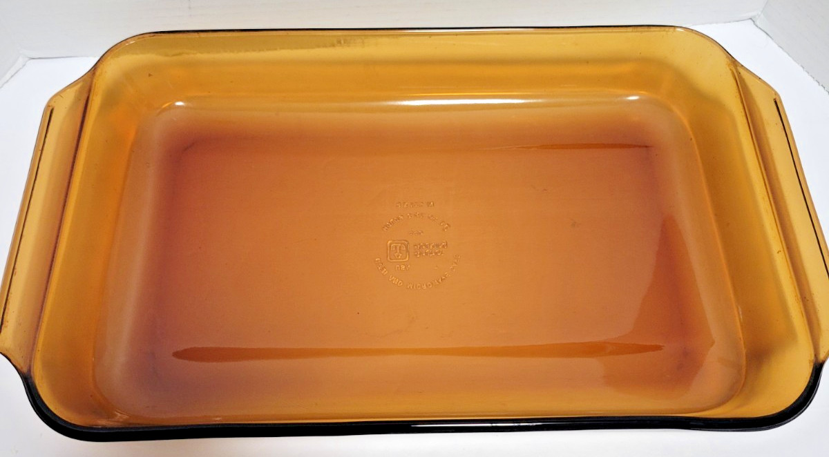 Anchor Hocking 9″ X 13.5″ 3 Qt Amber Glass Baking Dish Roaster Casserole Pan 440