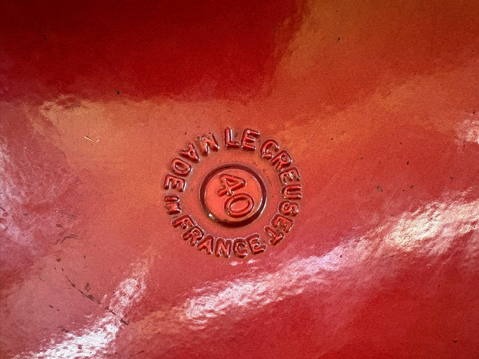 Le Creuset Oval Skillet 40 Red Enamel Cast Iron Pan Large 15.75″ France