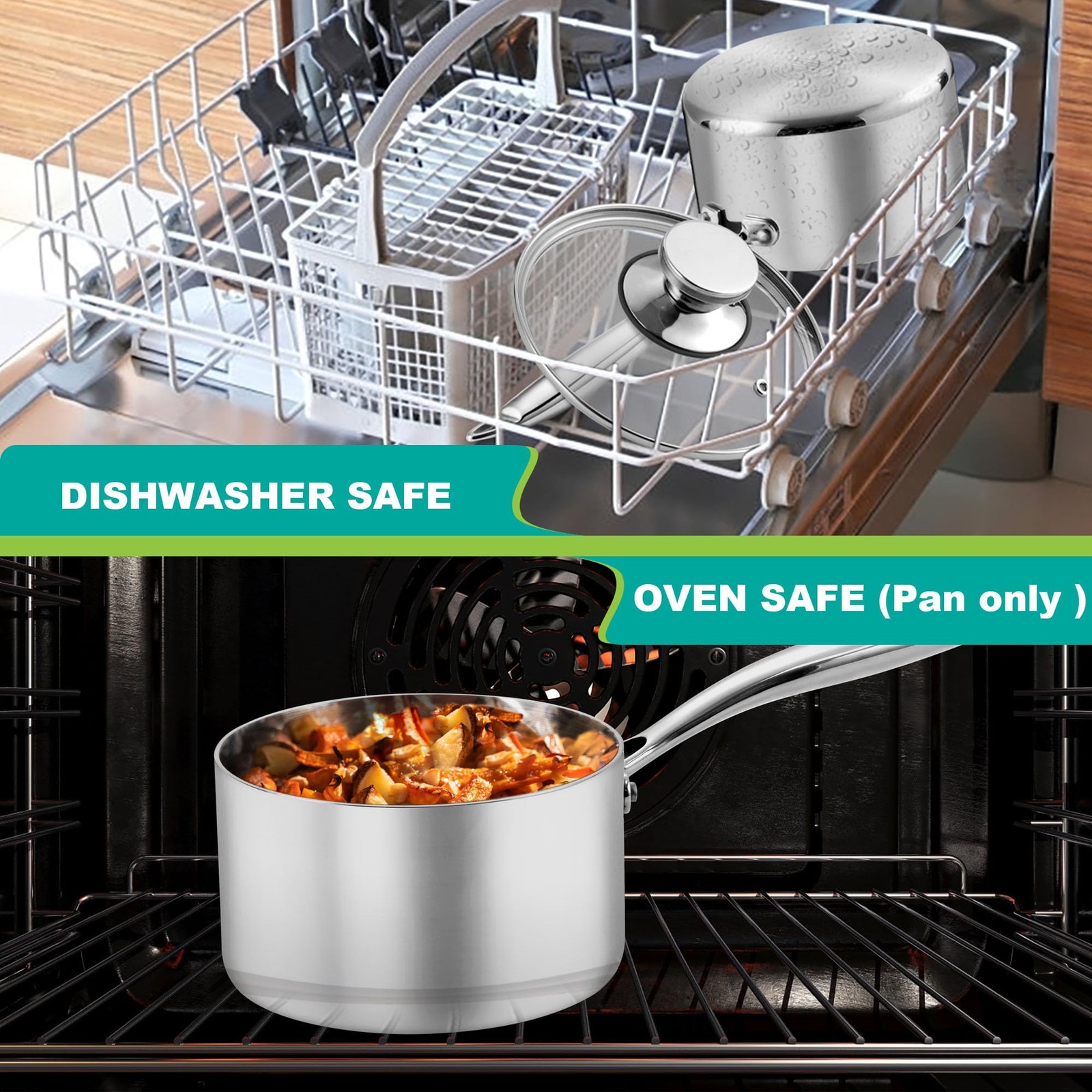 P&P CHEF 3 Quart Tri-Ply Saucepan with Visible Lid, Small Pot, 1 Piece | 3 Qt…