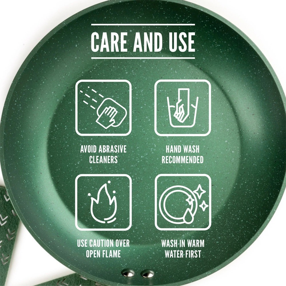 Non-Stick Granite Frying Pan 10 Inch Skillet Green Eco-Friendly Healthy Cooking