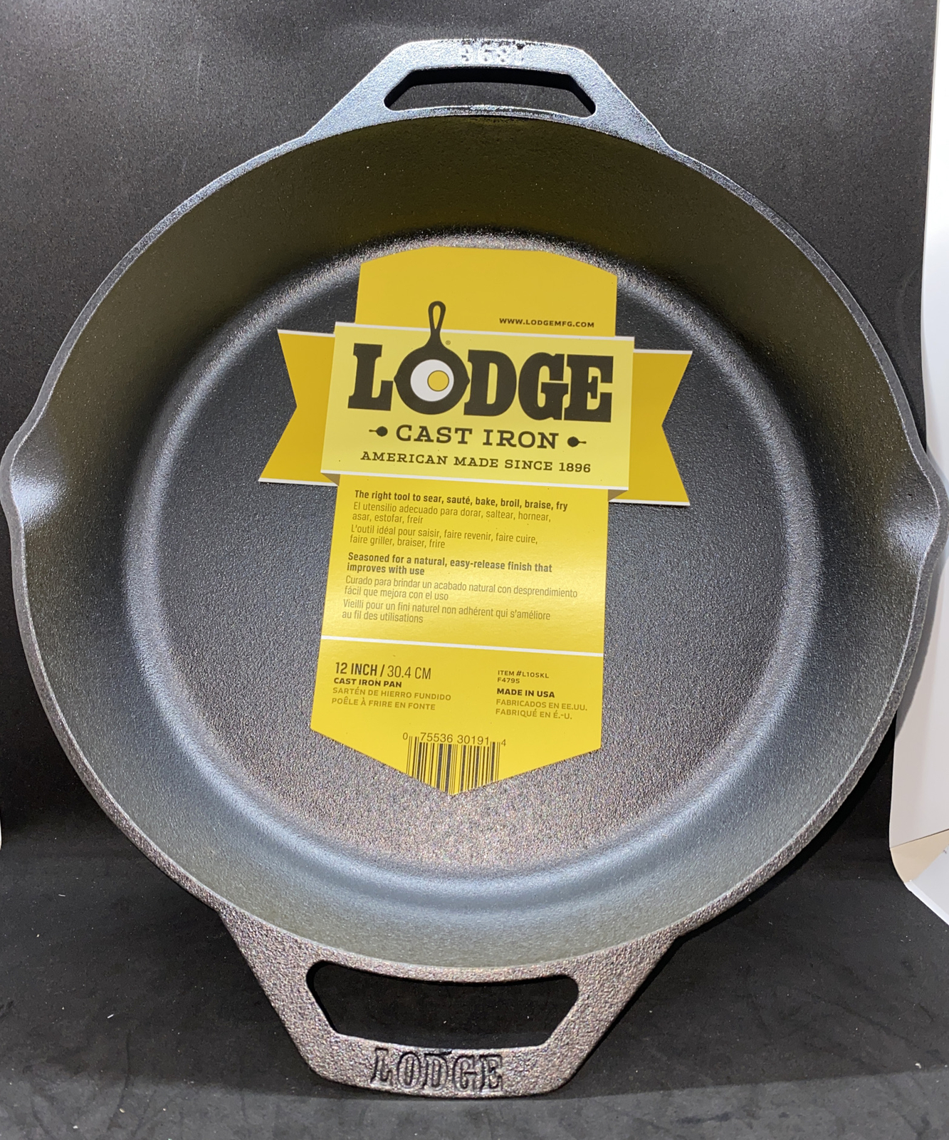 Lodge 12 In. Dual Handle Cast Iron Skillet L10SKL – 1 Each