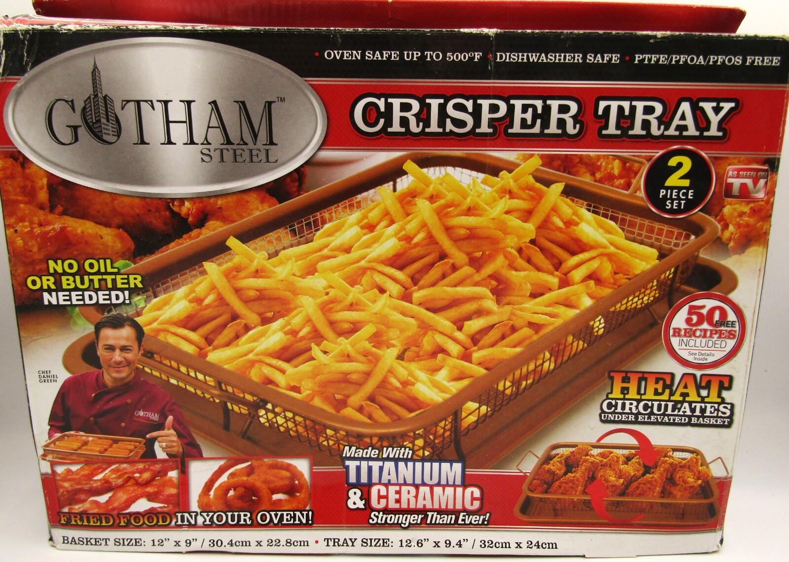 NIB Gotham Steel Crisper Tray Non-Stick Titanium & Ceramic 2 Piece Set