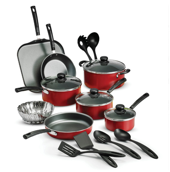 Tramontina Primaware 18 Piece Non-stick Cookware Set, Red