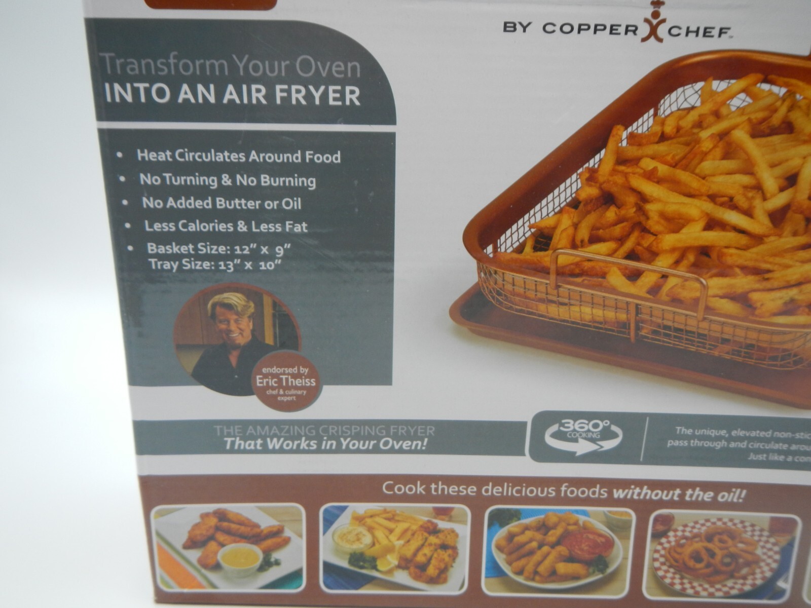 Air Fryer Pan Copper Crisper 13″x10″ Prevents Sticking Copper Chef NEW